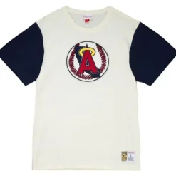 Men Mitchell & Ness T-Shirts & Tops-Color Blocked S/S Tee California Angels