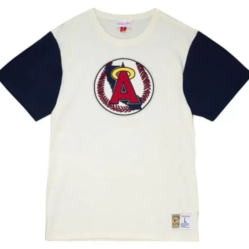 Men Mitchell & Ness T-Shirts & Tops-Color Blocked S/S Tee California Angels