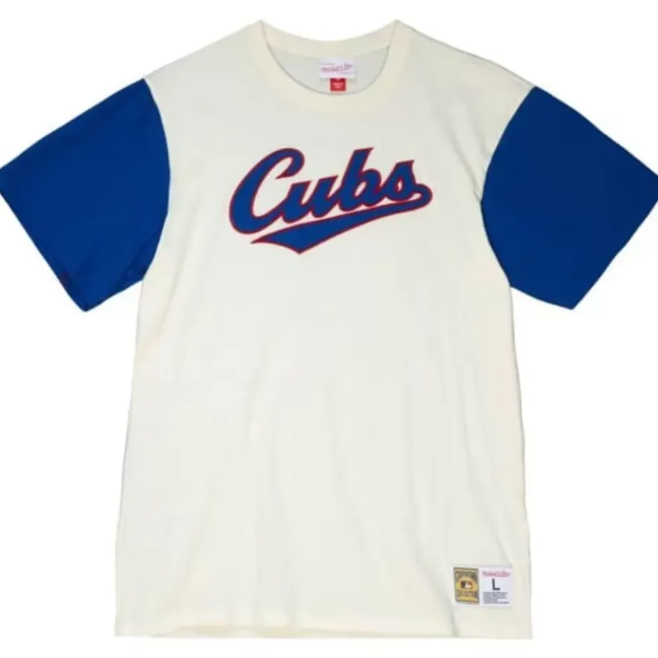 Men Mitchell & Ness T-Shirts & Tops-Color Blocked S/S Tee Chicago Cubs