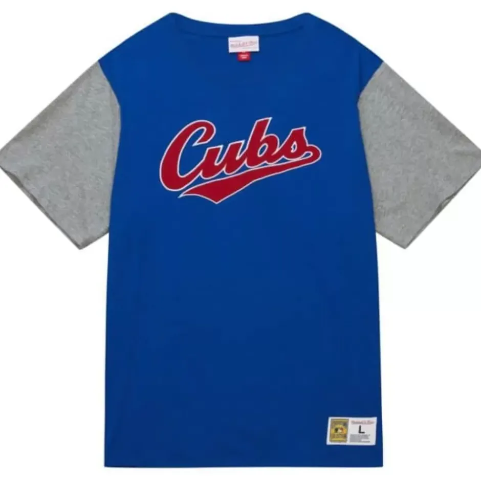 Men Mitchell & Ness T-Shirts & Tops-Color Blocked Ss Tee Chicago Cubs