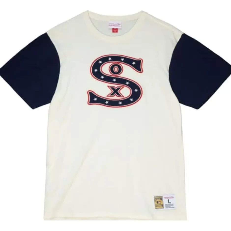 Men Mitchell & Ness T-Shirts & Tops-Color Blocked S/S Tee Chicago White Sox