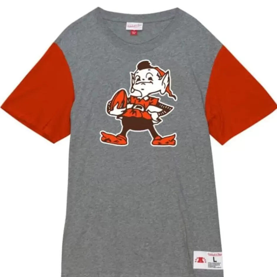 Men Mitchell & Ness T-Shirts & Tops-Color Blocked S/S Tee Cleveland Browns
