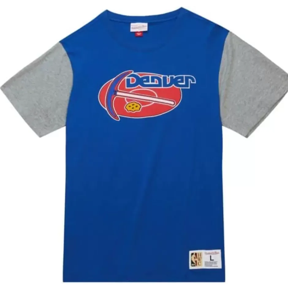 Men Mitchell & Ness T-Shirts & Tops-Color Blocked Ss Tee Denver Nuggets