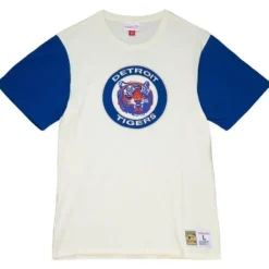 Men Mitchell & Ness T-Shirts & Tops-Color Blocked S/S Tee Detroit Tigers