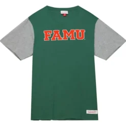 Men Mitchell & Ness T-Shirts & Tops-Color Blocked Ss Tee Florida A&M University