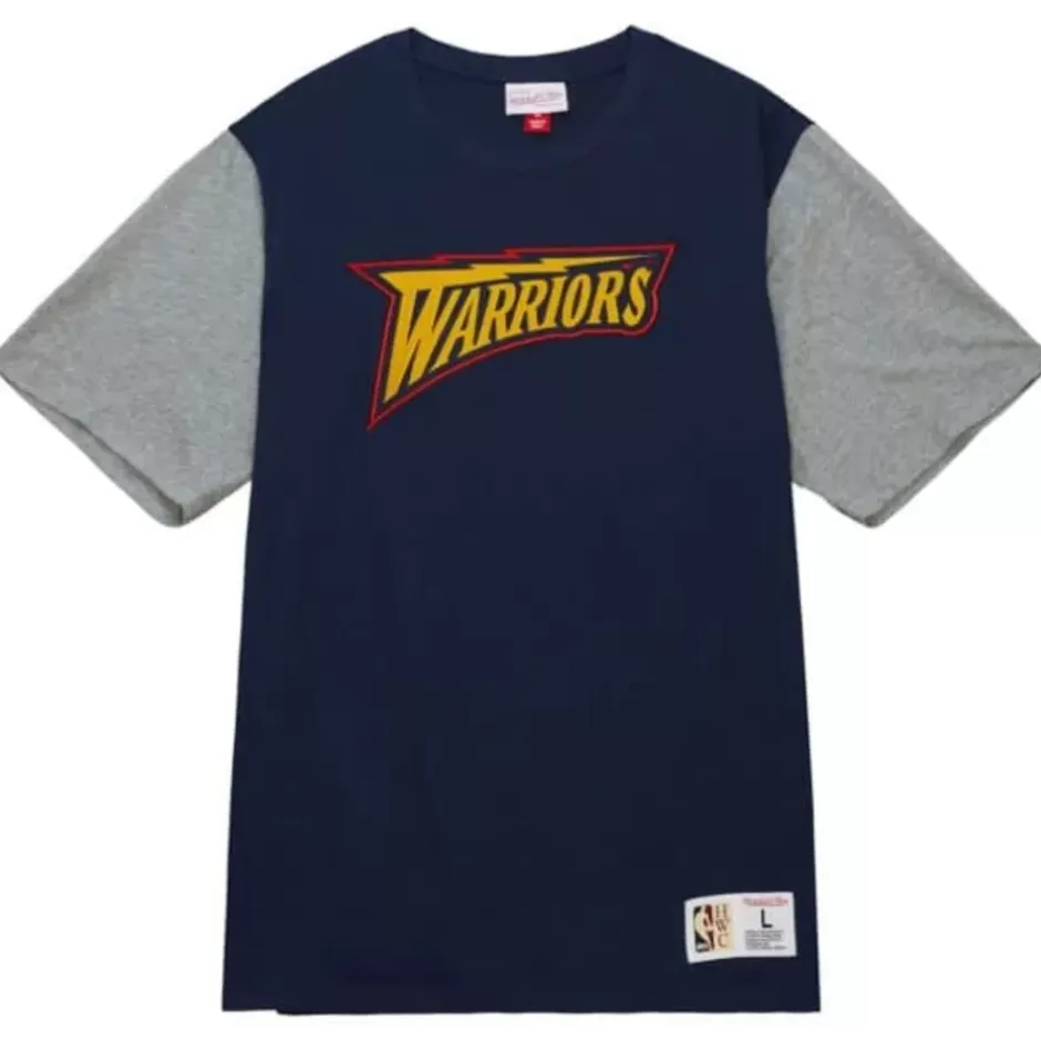 Men Mitchell & Ness T-Shirts & Tops-Color Blocked Ss Tee Golden State Warriors