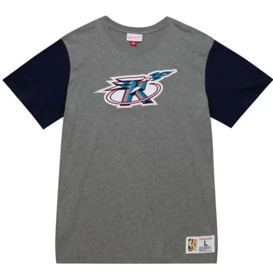 Men Mitchell & Ness T-Shirts & Tops-Color Blocked S/S Tee Houston Rockets