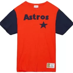 Men Mitchell & Ness T-Shirts & Tops-Color Blocked Ss Tee Houston Astros