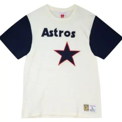 Men Mitchell & Ness T-Shirts & Tops-Color Blocked S/S Tee Houston Astros