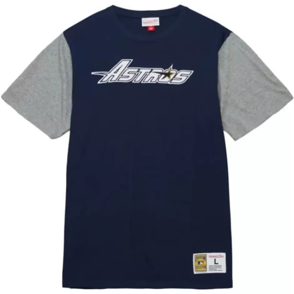 Men Mitchell & Ness T-Shirts & Tops-Color Blocked Ss Tee Houston Astros