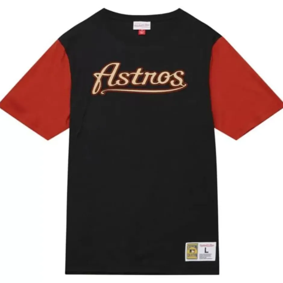 Men Mitchell & Ness T-Shirts & Tops-Color Blocked Ss Tee Houston Astros
