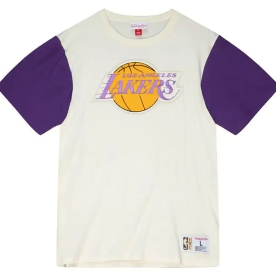Men Mitchell & Ness T-Shirts & Tops-Color Blocked S/S Tee Los Angeles Lakers