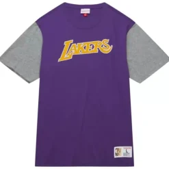 Men Mitchell & Ness T-Shirts & Tops-Color Blocked Ss Tee Los Angeles Lakers