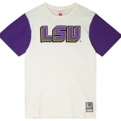Men Mitchell & Ness T-Shirts & Tops-Color Blocked S/S Tee Louisiana State University