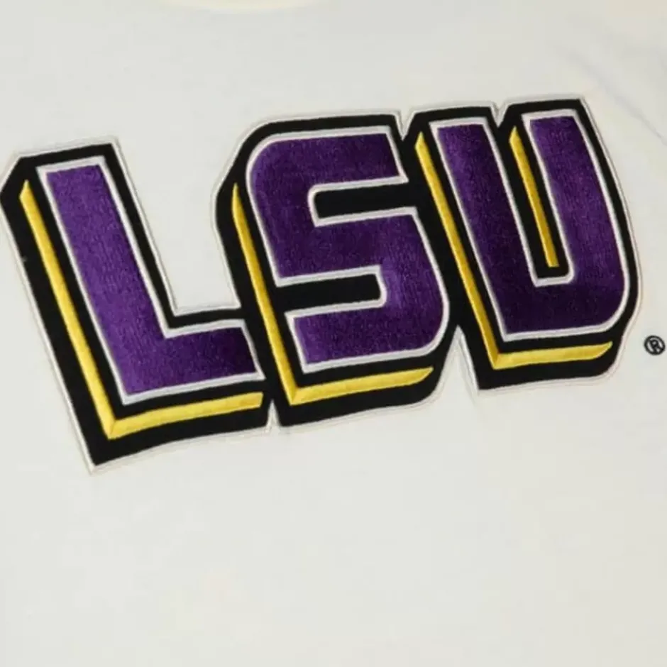 Men Mitchell & Ness T-Shirts & Tops-Color Blocked S/S Tee Louisiana State University