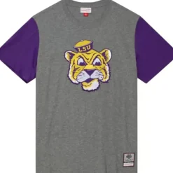 Men Mitchell & Ness T-Shirts & Tops-Color Blocked S/S Tee Louisiana State University