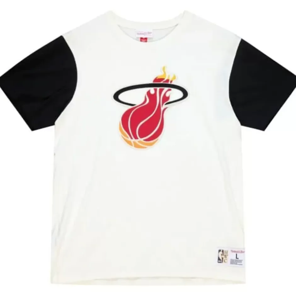 Men Mitchell & Ness T-Shirts & Tops-Color Blocked S/S Tee Miami Heat