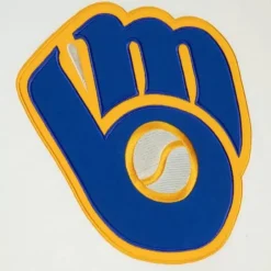 Men Mitchell & Ness T-Shirts & Tops-Color Blocked S/S Tee Milwaukee Brewers