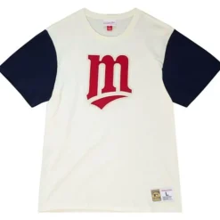 Men Mitchell & Ness T-Shirts & Tops-Color Blocked S/S Tee Minnesota Twins