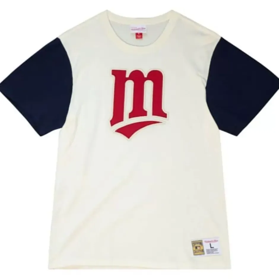 Men Mitchell & Ness T-Shirts & Tops-Color Blocked S/S Tee Minnesota Twins