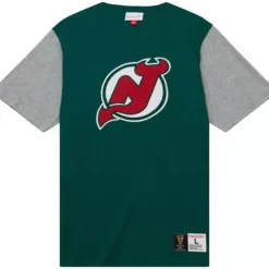 Men Mitchell & Ness T-Shirts & Tops-Color Blocked Ss Tee New Jersey Devils