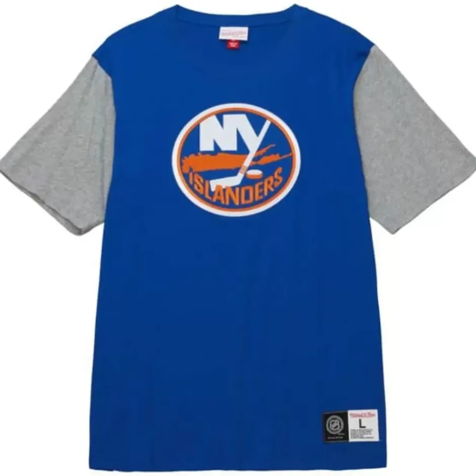 Men Mitchell & Ness T-Shirts & Tops-Color Blocked Ss Tee New York Islanders