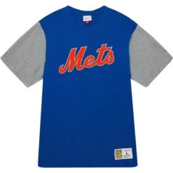 Men Mitchell & Ness T-Shirts & Tops-Color Blocked Ss Tee New York Mets