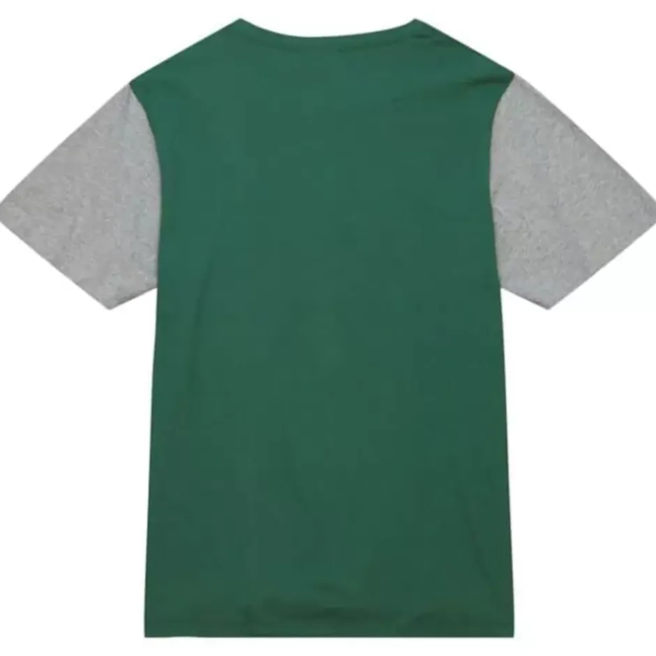 Men Mitchell & Ness T-Shirts & Tops-Color Blocked Ss Tee Oakland Athletics
