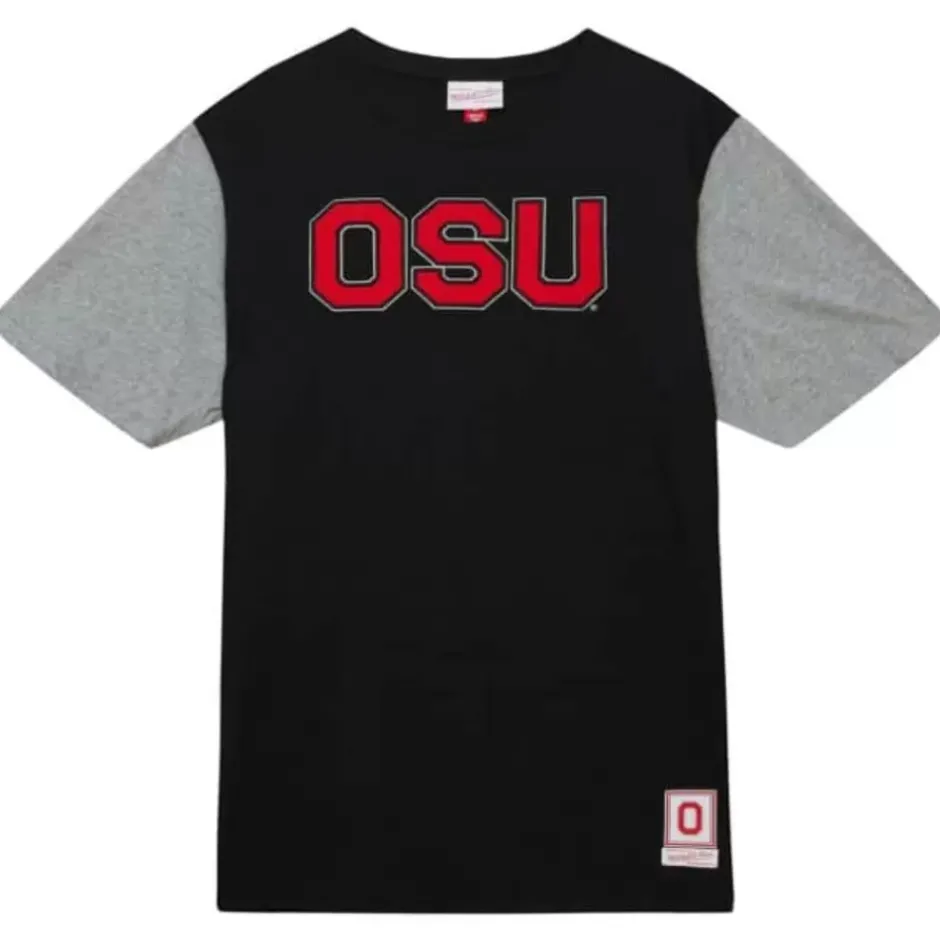 Men Mitchell & Ness T-Shirts & Tops-Color Blocked Ss Tee Ohio State