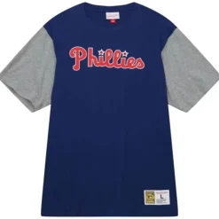 Men Mitchell & Ness T-Shirts & Tops-Color Blocked Ss Tee Philadelphia Phillies