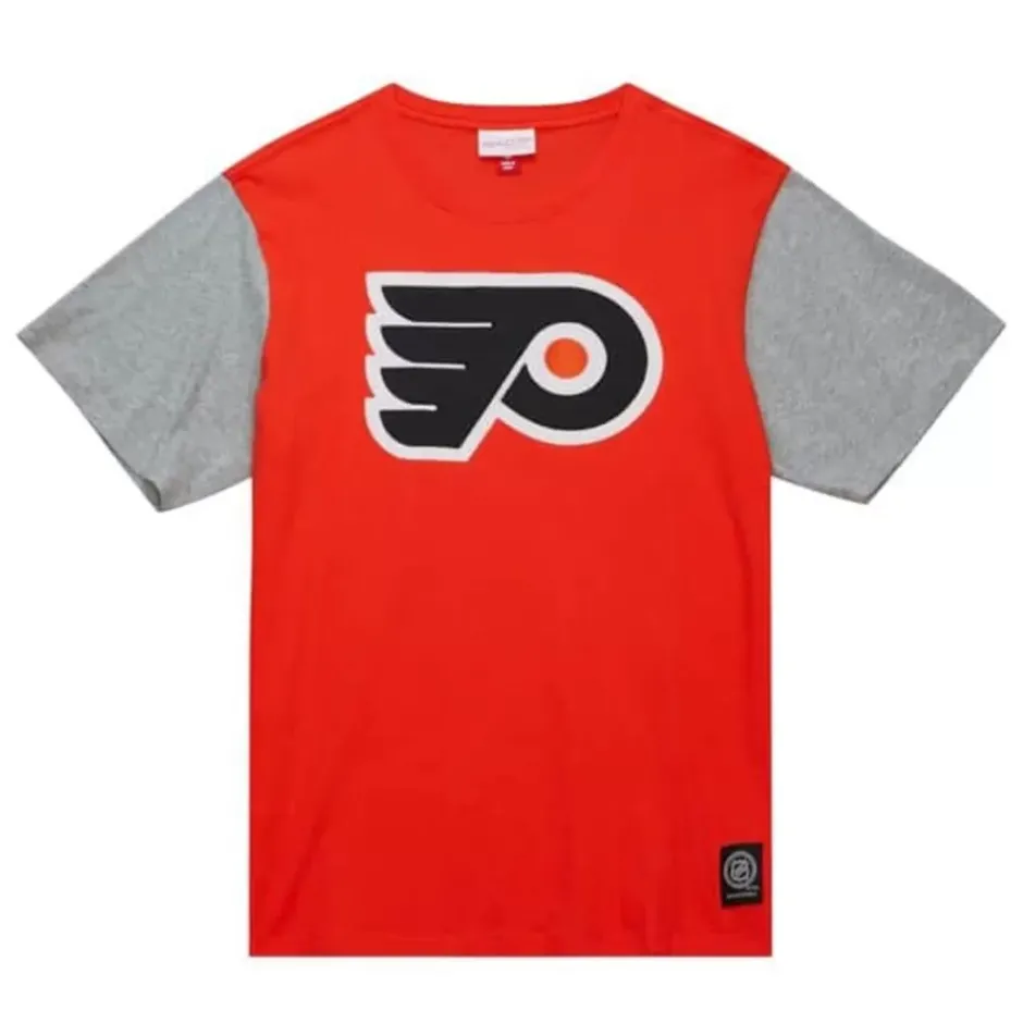 Men Mitchell & Ness T-Shirts & Tops-Color Blocked Ss Tee Philadelphia Flyers