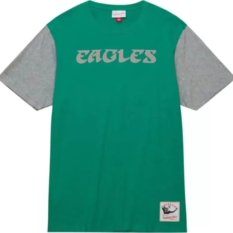 Men Mitchell & Ness T-Shirts & Tops-Color Blocked Ss Tee Philadelphia Eagles