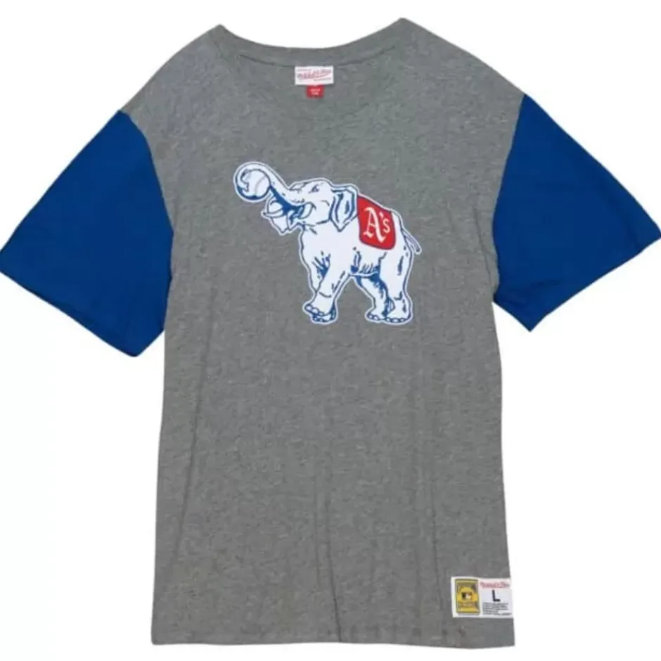Men Mitchell & Ness T-Shirts & Tops-Color Blocked S/S Tee Philadelphia Athletics