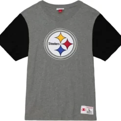 Men Mitchell & Ness T-Shirts & Tops-Color Blocked S/S Tee Pittsburgh Steelers