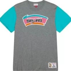 Men Mitchell & Ness T-Shirts & Tops-Color Blocked S/S Tee San Antonio Spurs