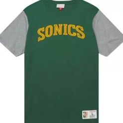 Men Mitchell & Ness T-Shirts & Tops-Color Blocked Ss Tee Seattle Supersonics