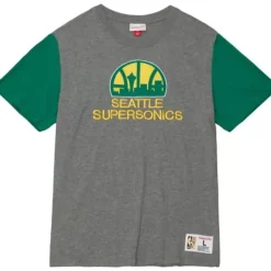 Men Mitchell & Ness T-Shirts & Tops-Color Blocked S/S Tee Seattle Supersonics