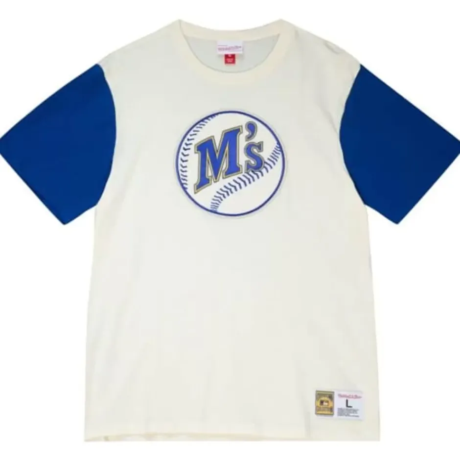 Men Mitchell & Ness T-Shirts & Tops-Color Blocked S/S Tee Seattle Mariners