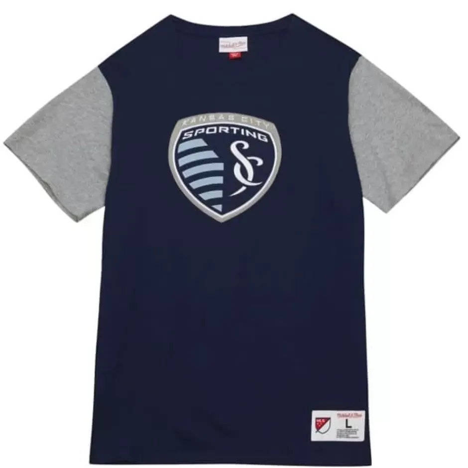 Men Mitchell & Ness T-Shirts & Tops-Color Blocked Ss Tee Sporting Kansas City