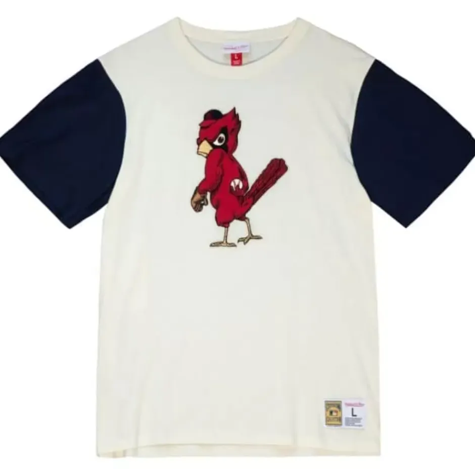 Men Mitchell & Ness T-Shirts & Tops-Color Blocked S/S Tee St. Louis Cardinals