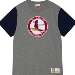 Men Mitchell & Ness T-Shirts & Tops-Color Blocked S/S Tee St. Louis Cardinals