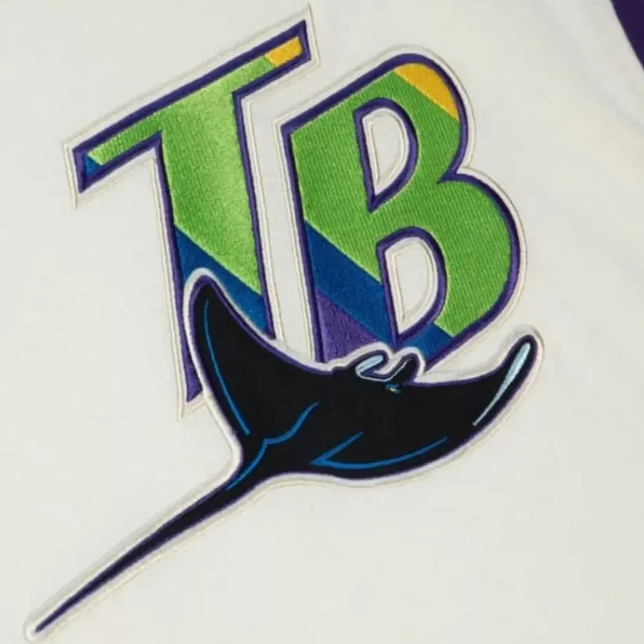 Men Mitchell & Ness T-Shirts & Tops-Color Blocked S/S Tee Tampa Bay Rays