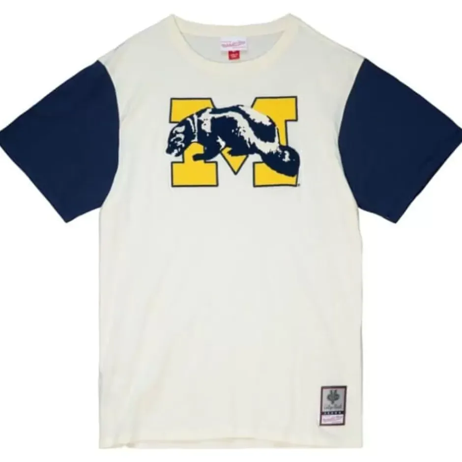 Men Mitchell & Ness T-Shirts & Tops-Color Blocked S/S Tee University Of Michigan