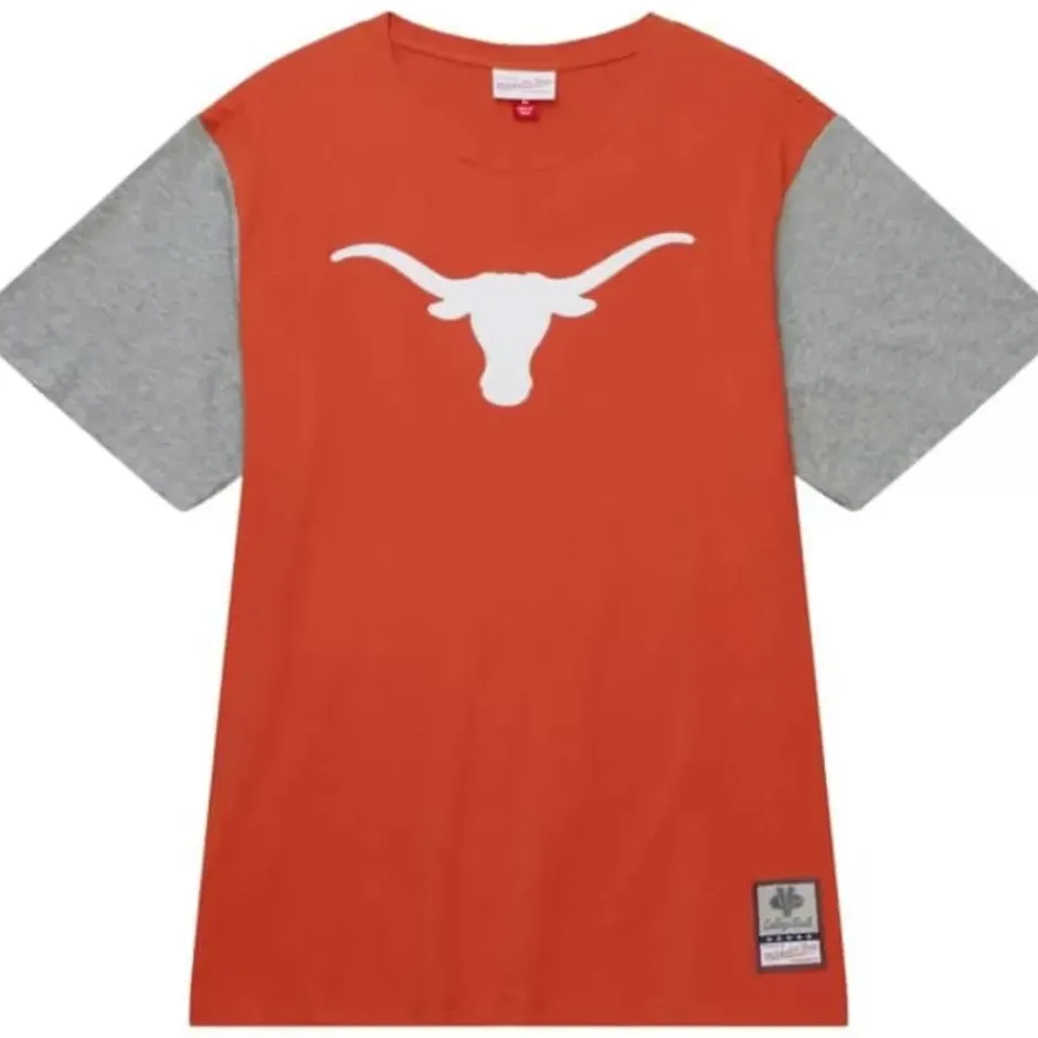 Men Mitchell & Ness T-Shirts & Tops-Color Blocked Ss Tee University Of Texas At Austin