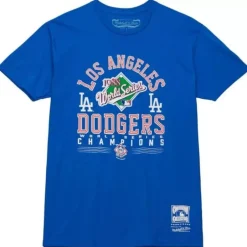 Men Mitchell & Ness T-Shirts & Tops-Commissioner Tee Los Angeles Dodgers