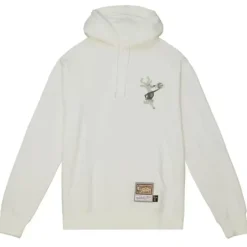 Men Mitchell & Ness Hoodies & Sweatshirts-Cream Hoodie Milwaukee Bucks