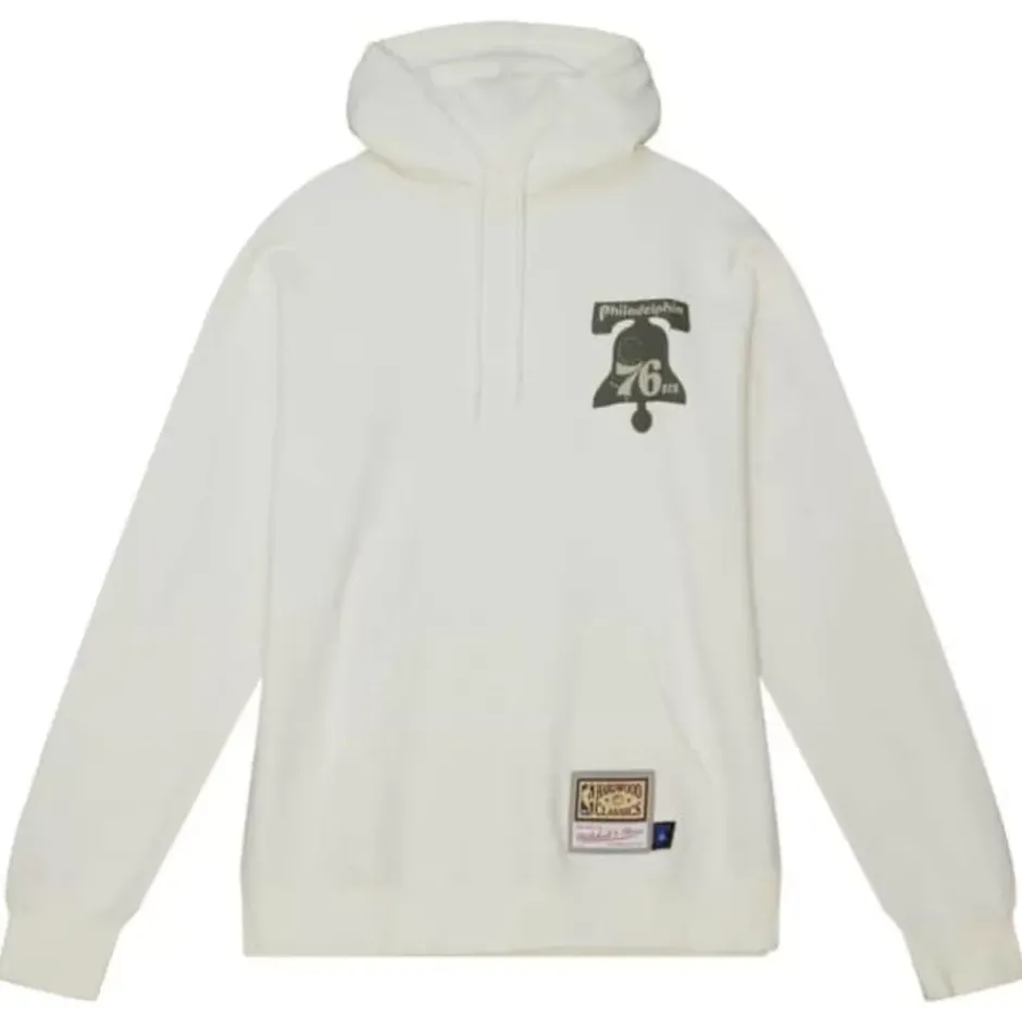 Men Mitchell & Ness Hoodies & Sweatshirts-Cream Hoodie Philadelphia 76Ers