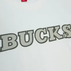Men Mitchell & Ness T-Shirts & Tops-Cream Ss Tee Milwaukee Bucks