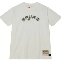 Men Mitchell & Ness T-Shirts & Tops-Cream Ss Tee San Antonio Spurs