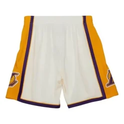 Men Mitchell & Ness Shorts-Cream Swingman Shorts Los Angeles Lakers 2009